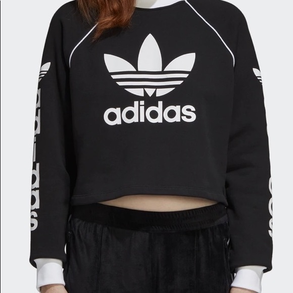 adidas Sweaters - Adidas winter ease black cropped sweatshirt size Medium